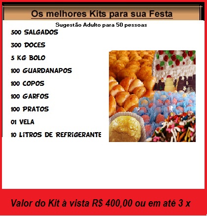 Kit Festa Adulto | - cardapio festa junina 100 pessoas